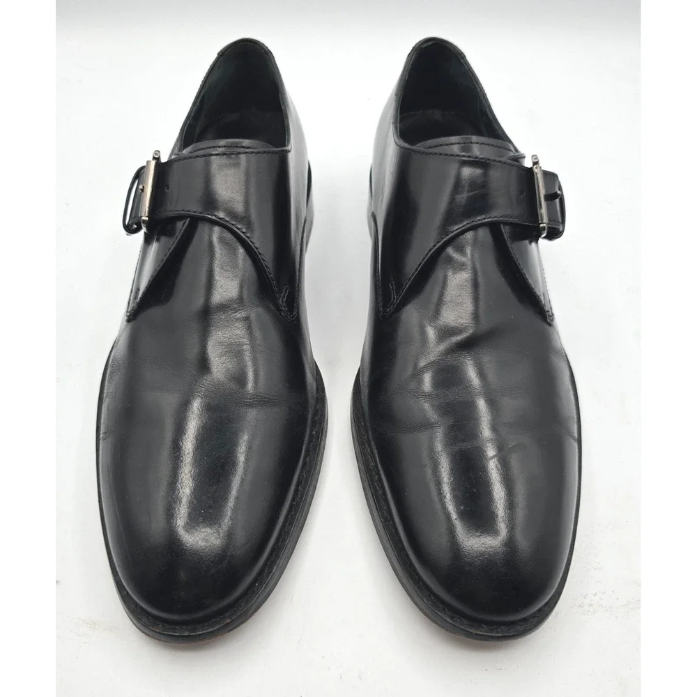 Cole Haan Mens Black Leather Monk Strap Dress Shoes C08071 Size 7.5 M